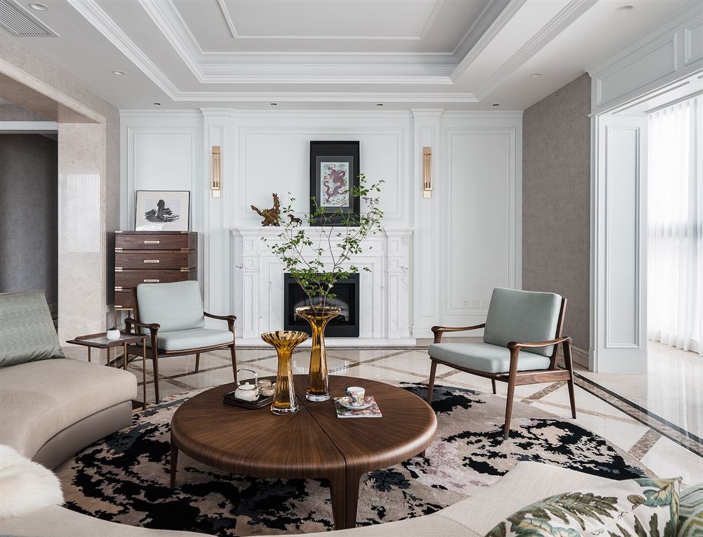南平室内装修保利紫山花园146平方米四居-美式轻奢风格室内设计家装案例