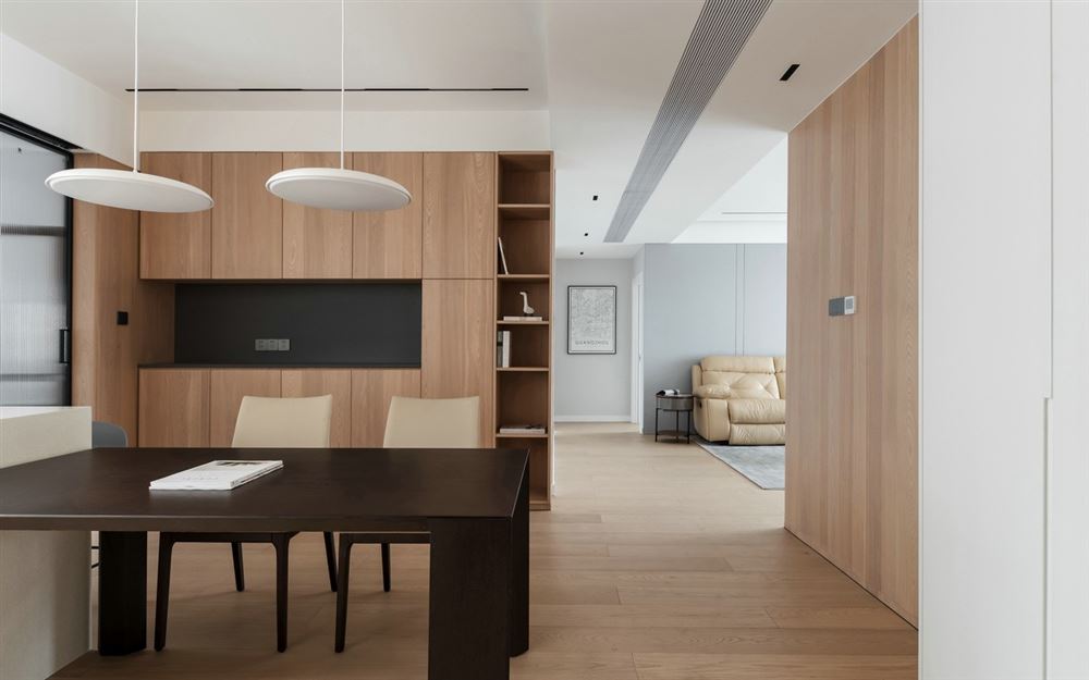 南平室内装修佛山奥园159平方米四居-现代极简原木风格室内设计家装案例