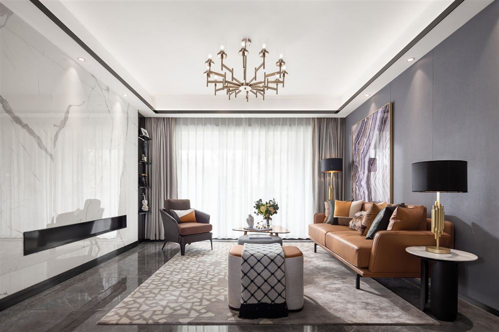 南平室内装修雅居乐英伦首府135平米三居-现代轻奢风格室内设计家装案例